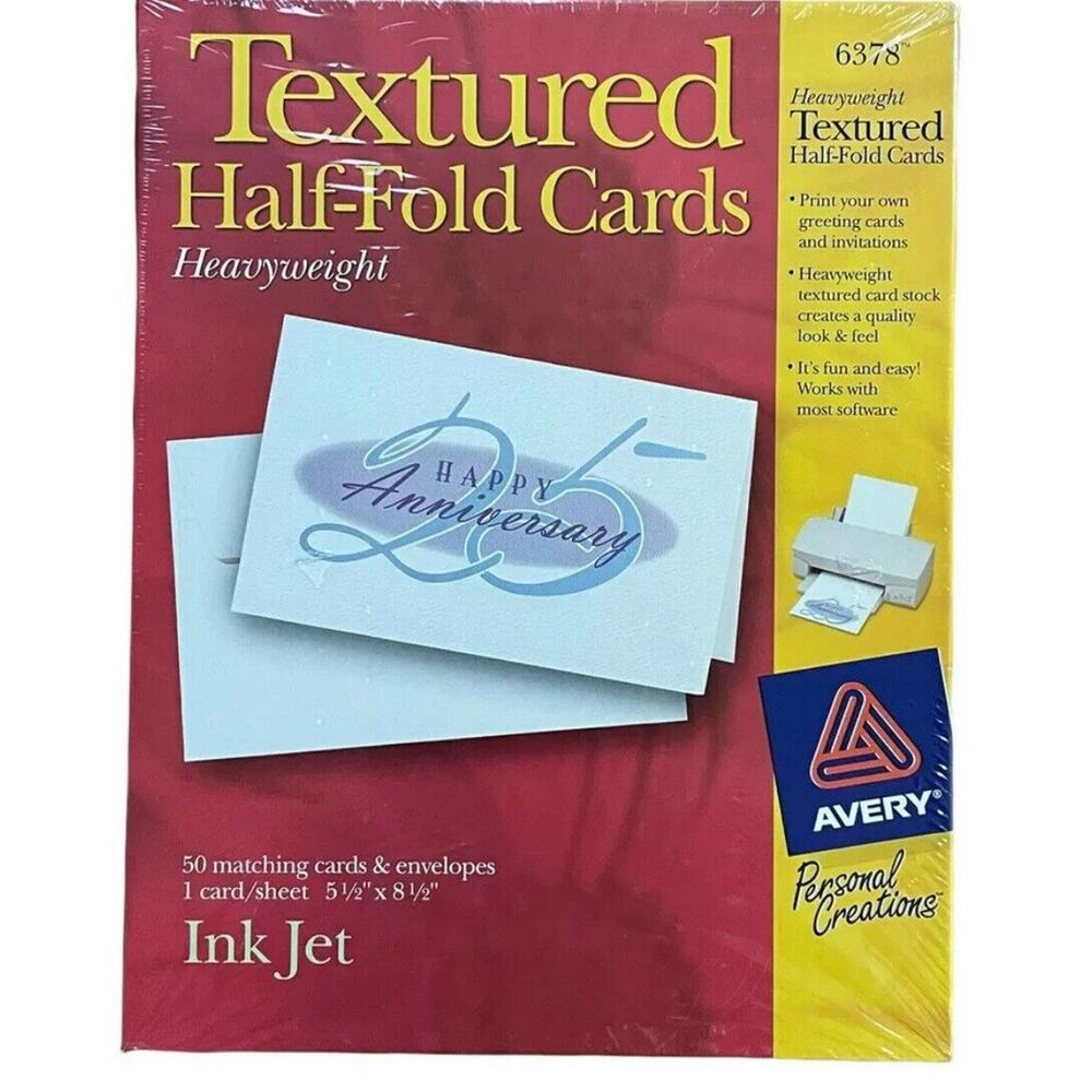 NIP 50 Ink-Jet Half Fold Printing Cards by Avery Textured Heavyweight # 6378